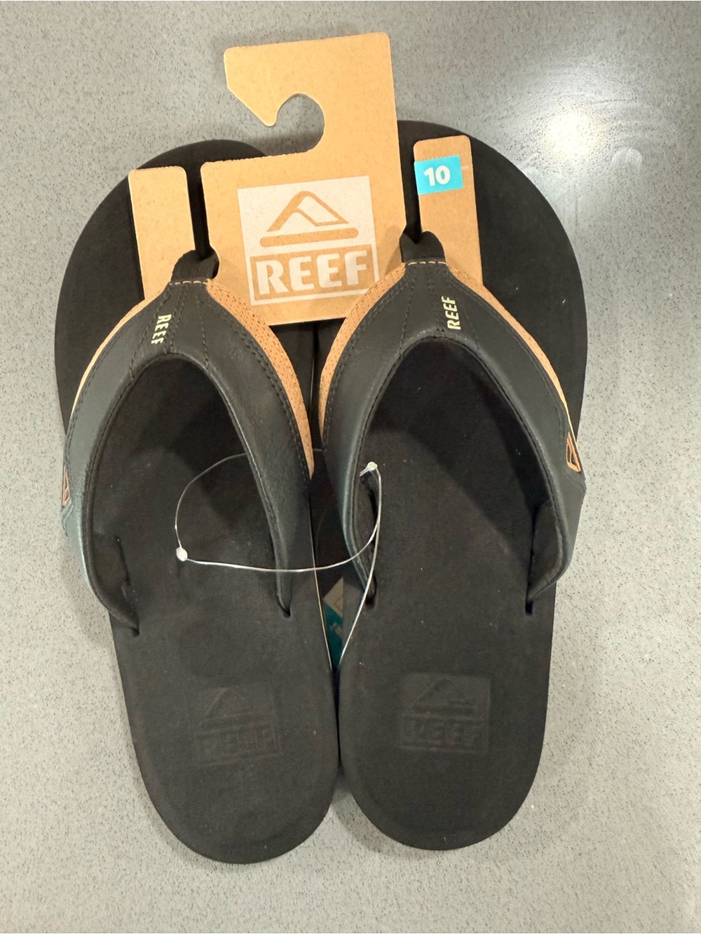 Reef Cushion Dawn Men's Black and Tan Flip-Flop Comfort Sandals Size 10 NWT